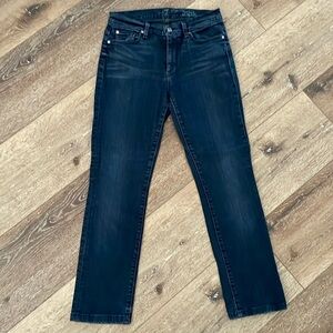 7 For All Mankind Midrise Straight Leg Cotton Jeans Denim
